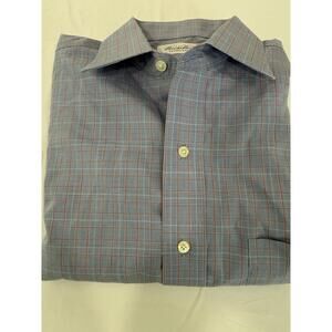 Brooks Brothers 15-32 Button Down Shirt Size Medium 100% Cotton Blue & Red Plaid